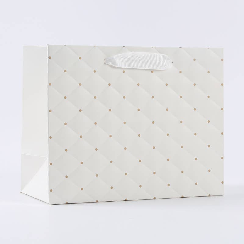 12pcs, 2 sizes Ivory dot wavy surface gift bag w/ tissue