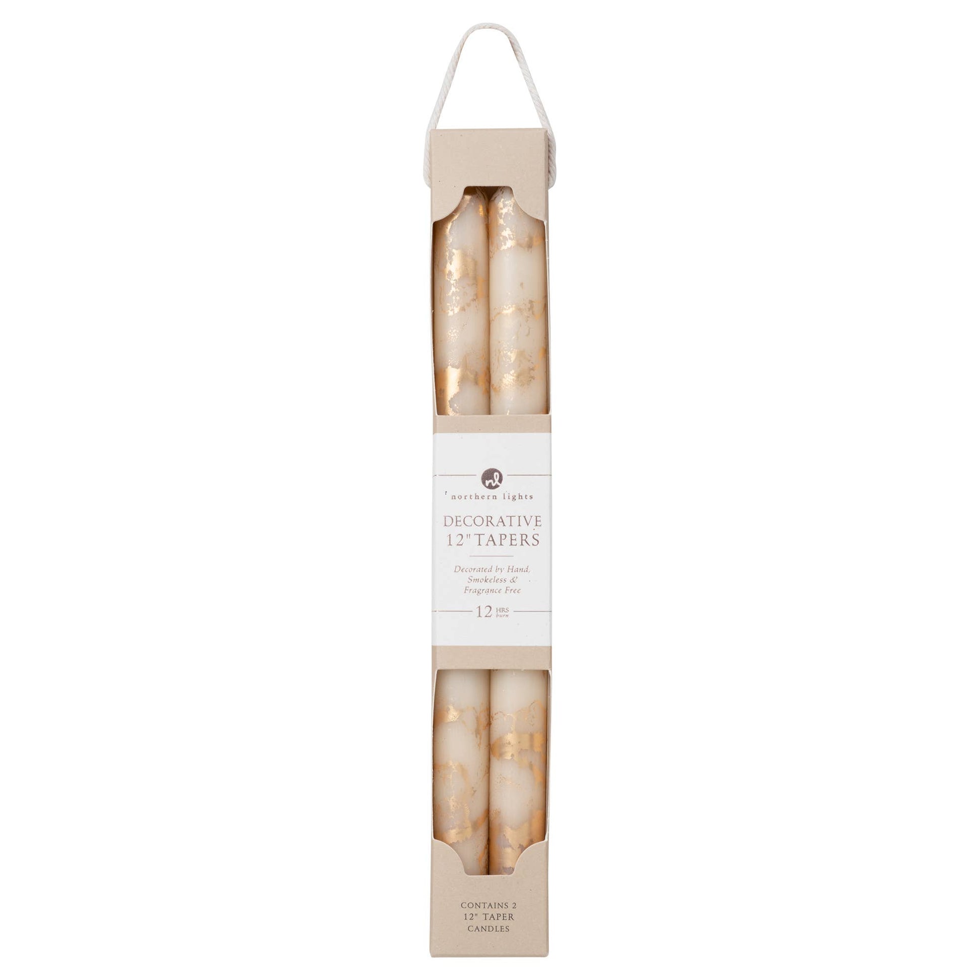 12" Decorative Taper Candles 2pk