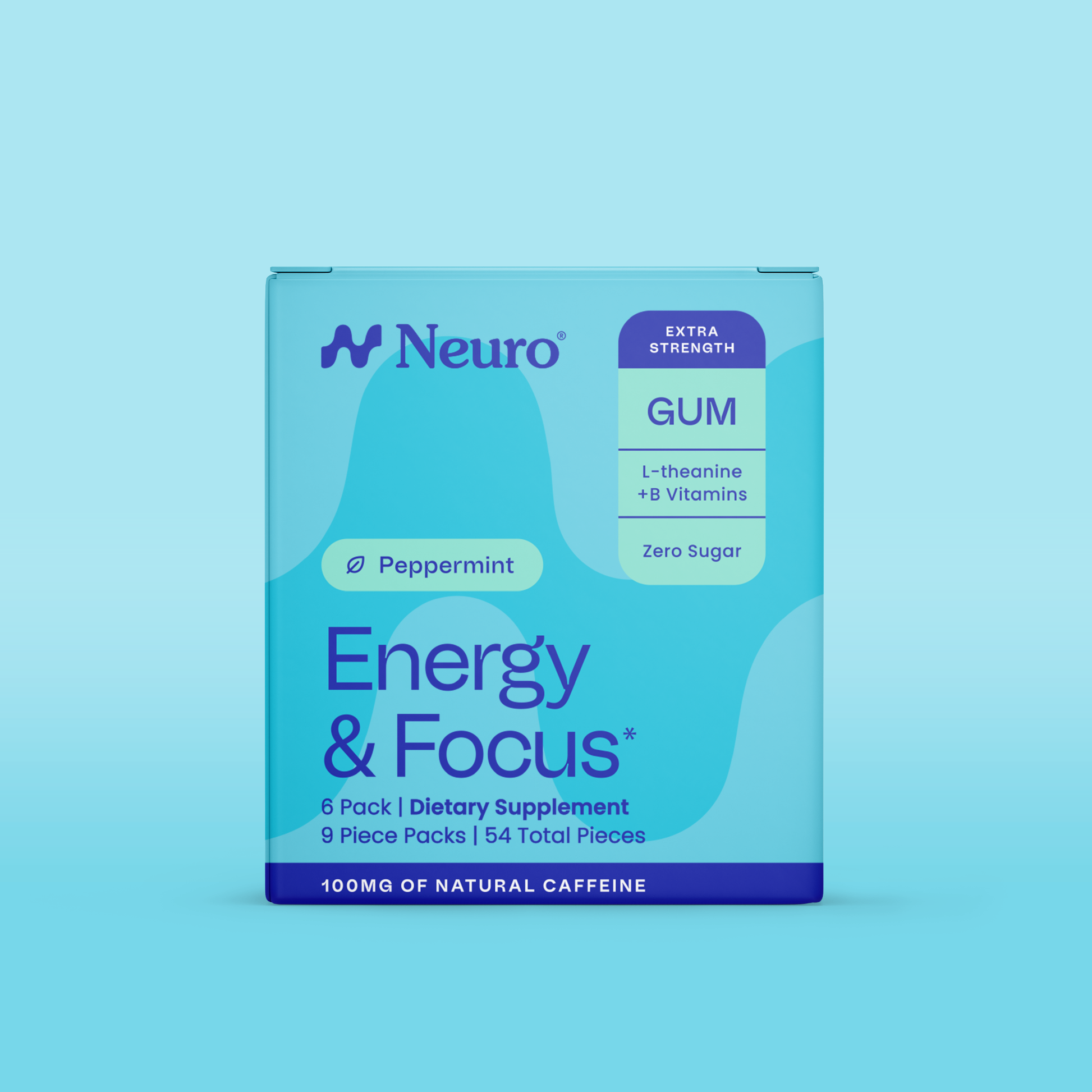 Neuro Extra Strength Energy and Focus peppermint gum, 6-pack