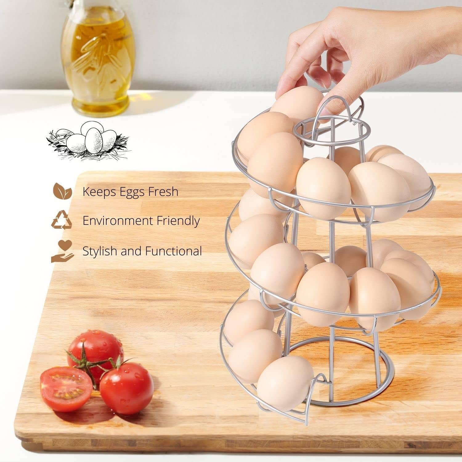 Egg Holder Countertop Freestanding Wired & Spiral Medium Egg