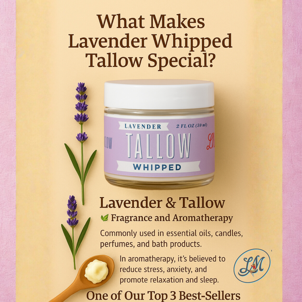 Lavender Whipped Tallow Moisturizer | Natural Beef Tallow Lotion | Calming, Preservative-Free Skincare by Lady May Tallow