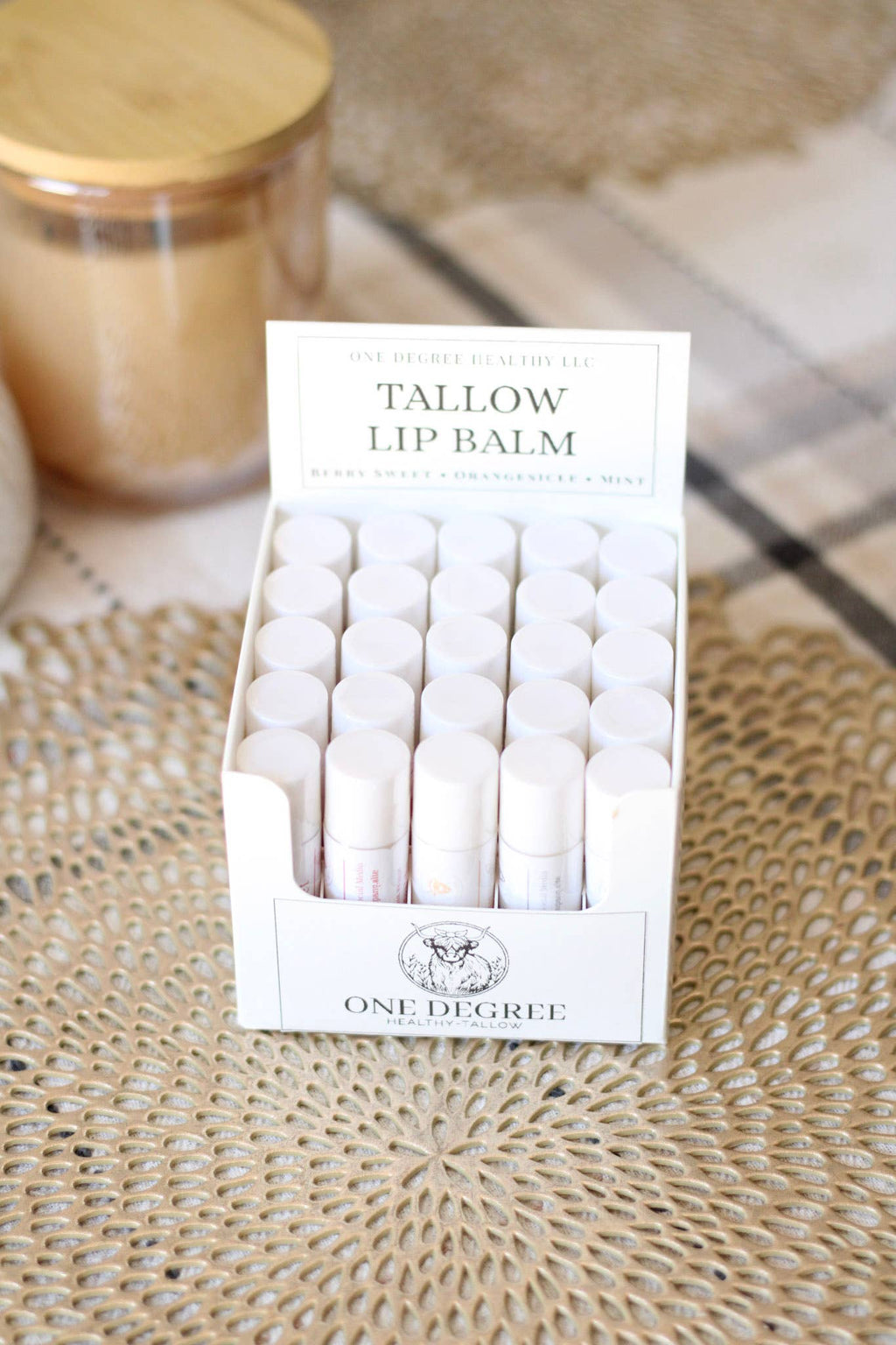 Tallow Lip Balm- Retail Set 25 with Display