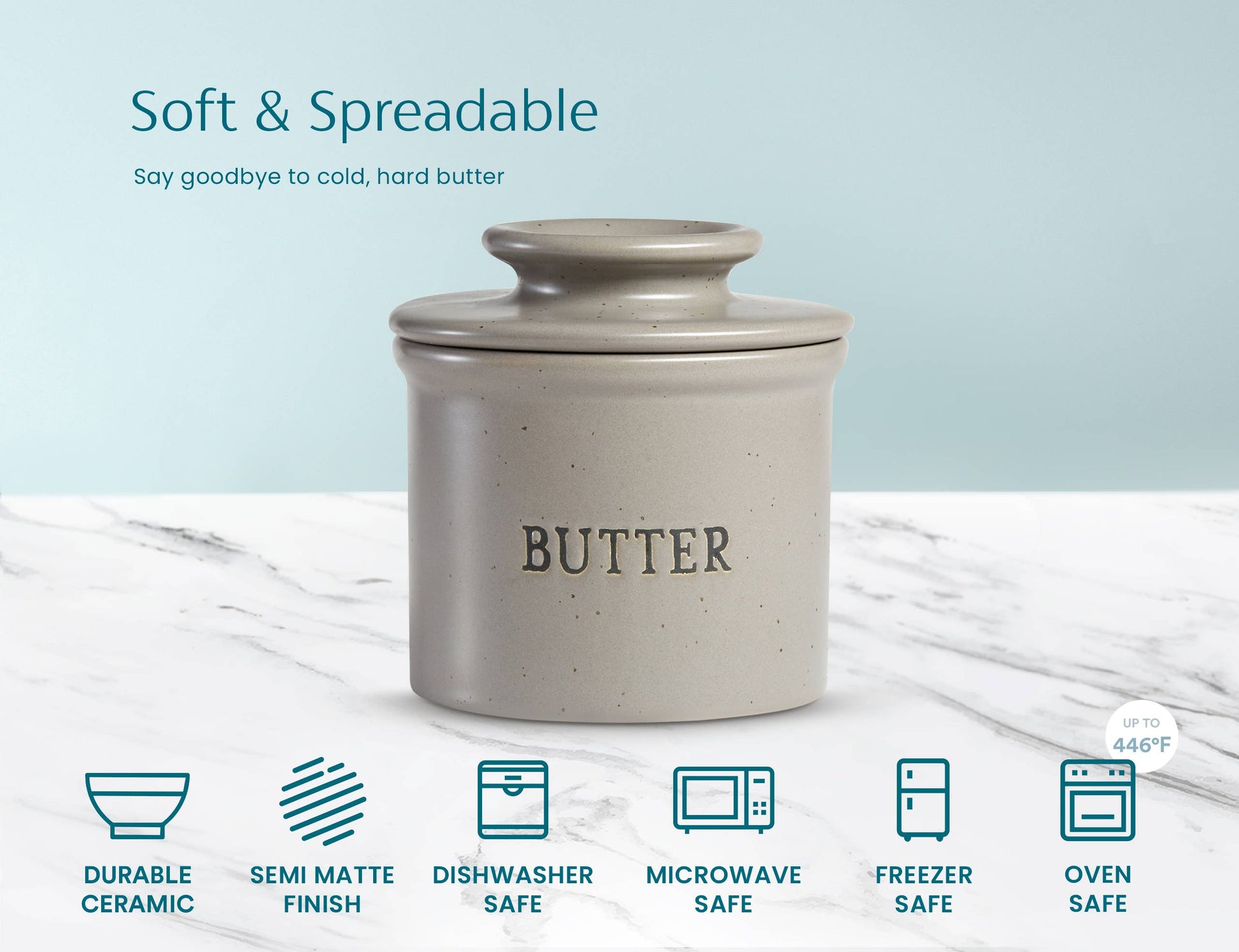 Kook French Butter Keeper Dish, Ceramic