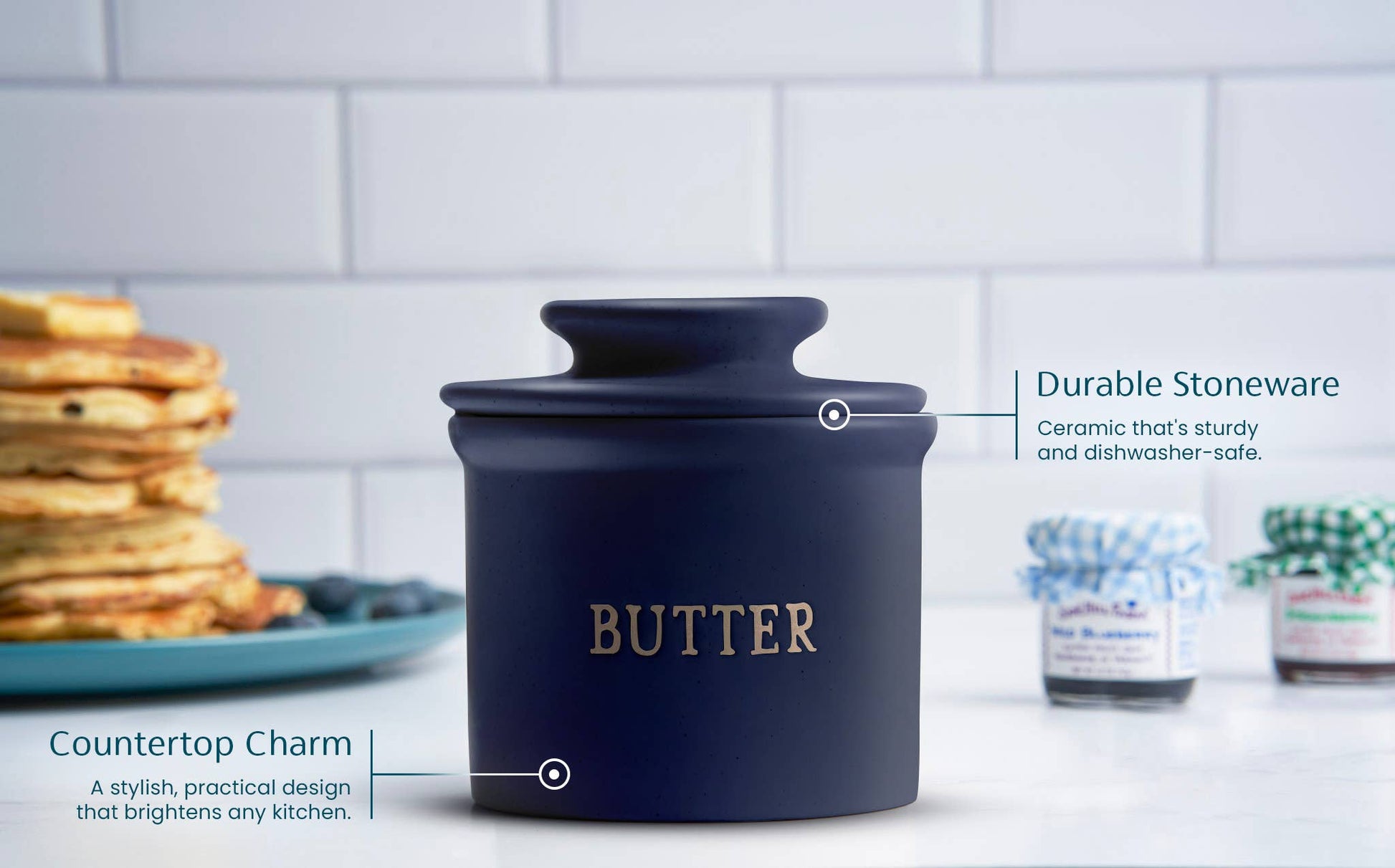 Kook French Butter Keeper Dish, Ceramic