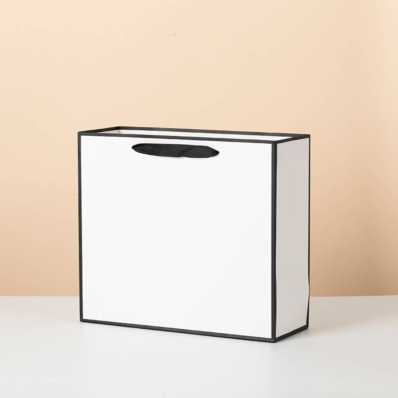 White with Black Border Paper Gift Bag w/ free tissue
