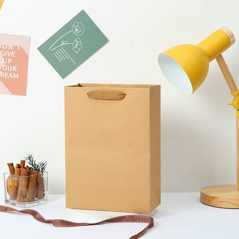 10pc, Vertical Brown Thick Kraft Paper Gift Bag w/ tissue