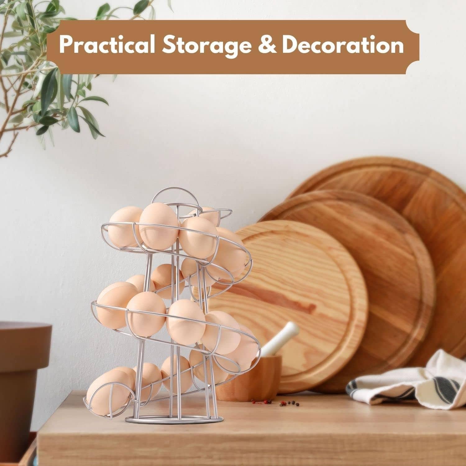 Egg Holder Countertop Freestanding Wired & Spiral Medium Egg