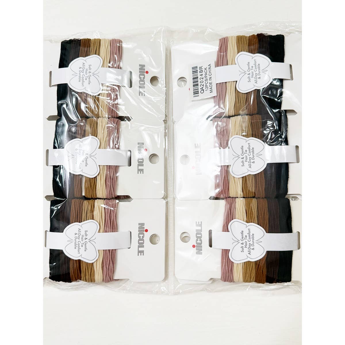 Neutral Tone Textured Rolled Hair Tie Set