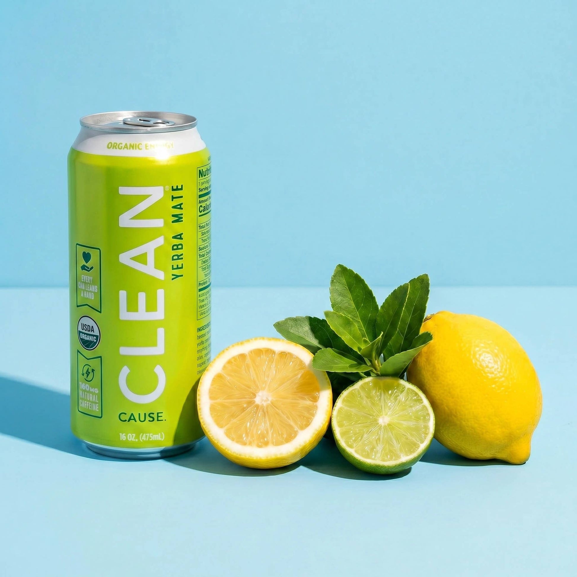 Organic Lemon Lime Sparkling Yerba Mate Tea – 12-pack Cans