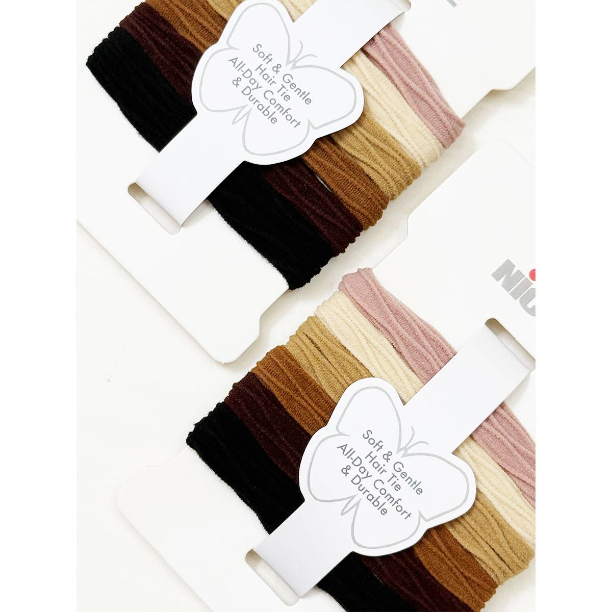 Neutral Tone Textured Rolled Hair Tie Set