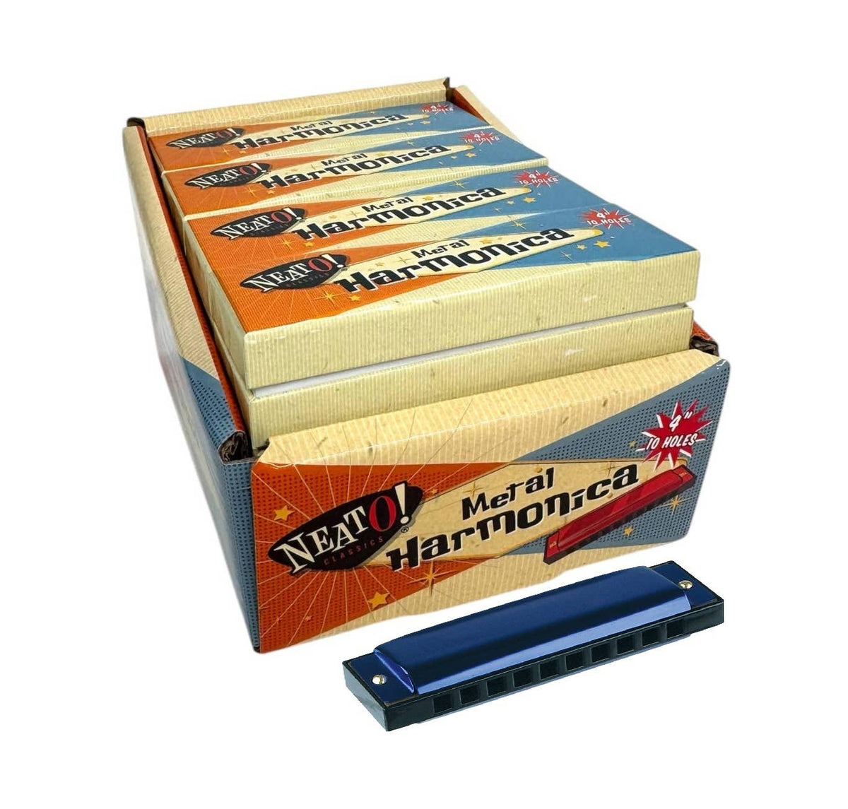 Neato! 4" Metal Harmonica - Retro Classic, vintage toys