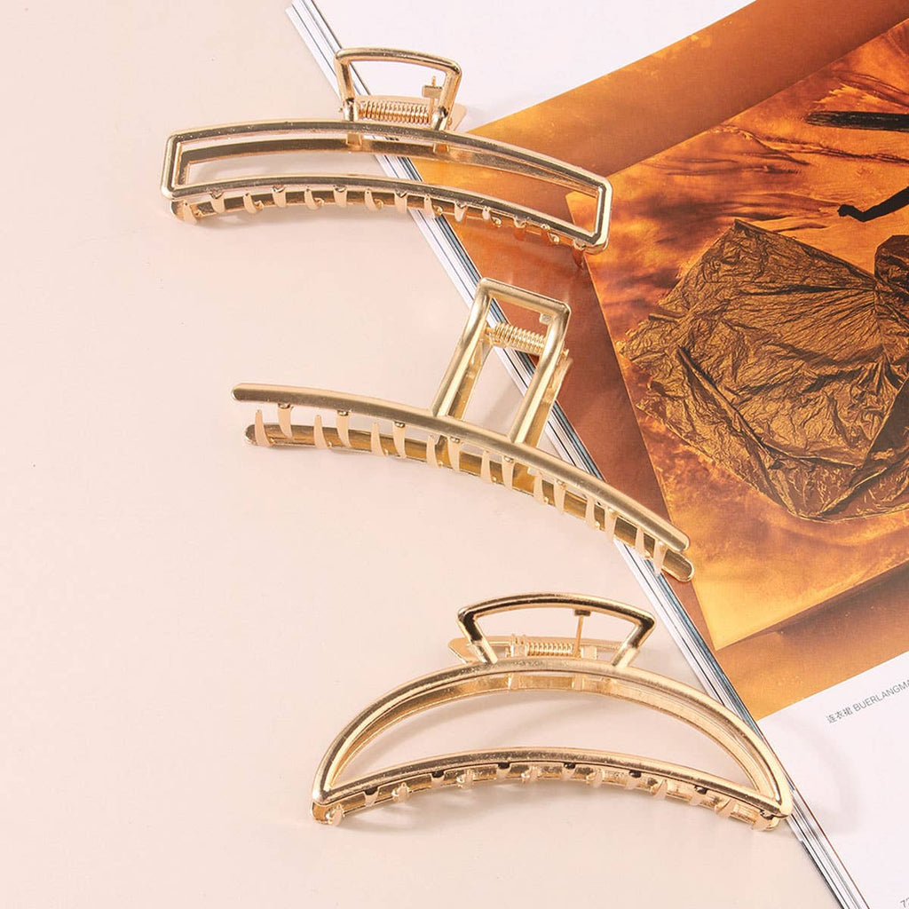 6-Pack Gold Tone Metal Hair Claws, Strong Hold_CWABE0199