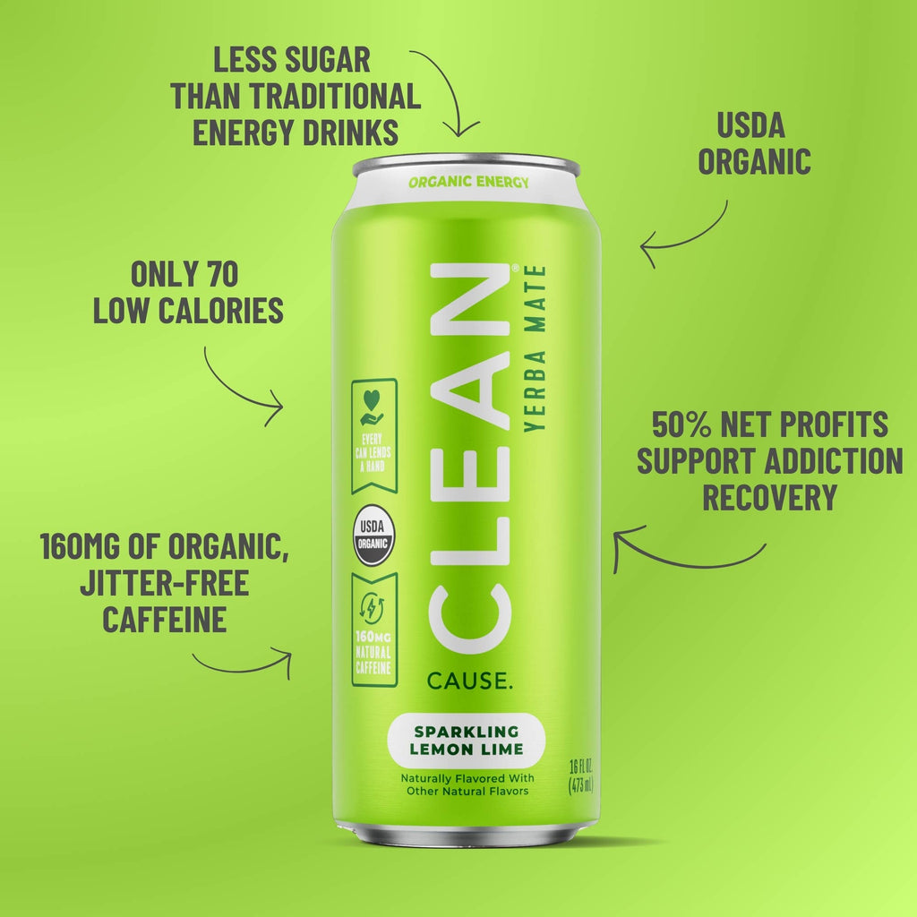 Organic Lemon Lime Sparkling Yerba Mate Tea – 12-pack Cans