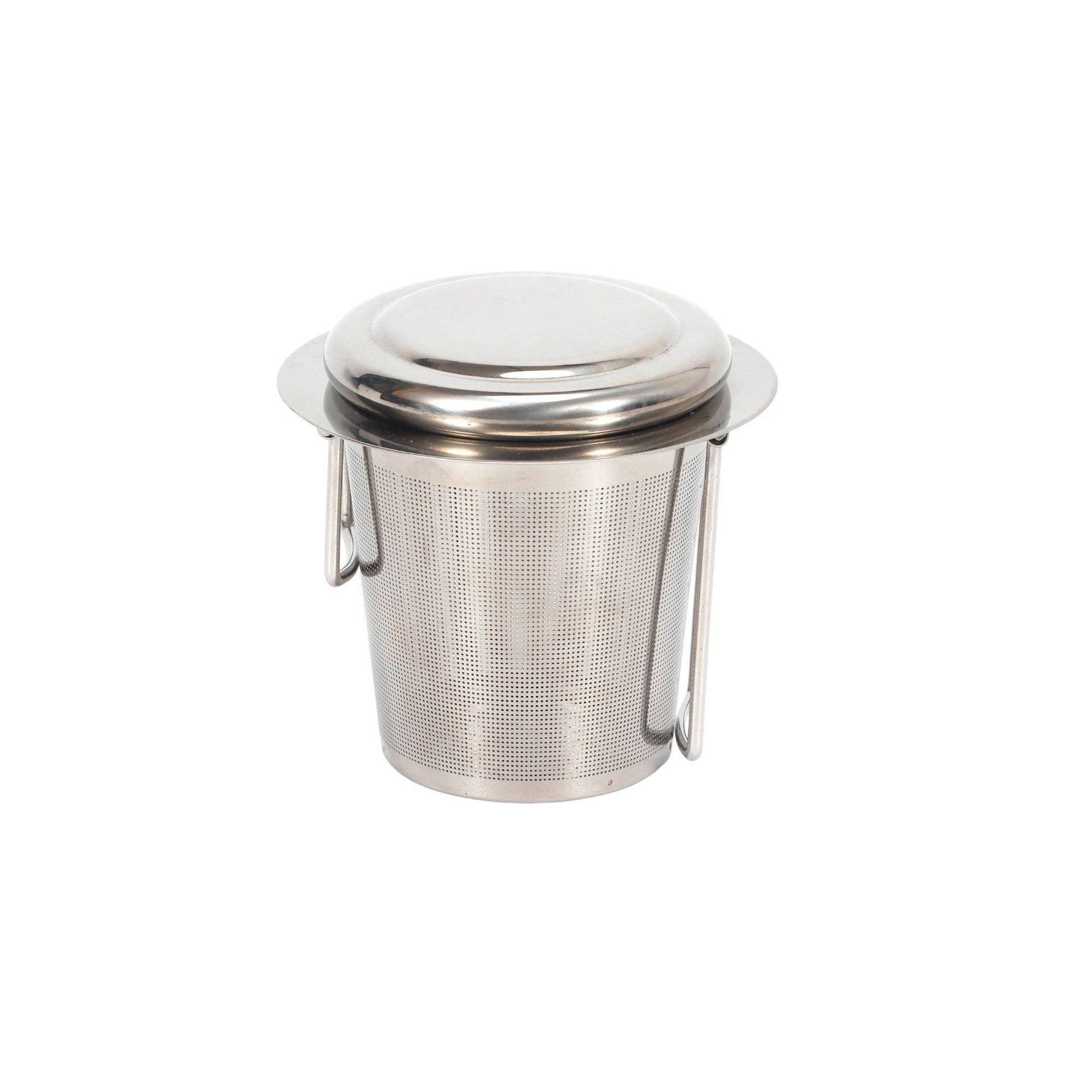 2.5"D x 2.75"H Stainless Steel Barrel Style Tea Strainer Infuser with Collapsible Handle (10/100)