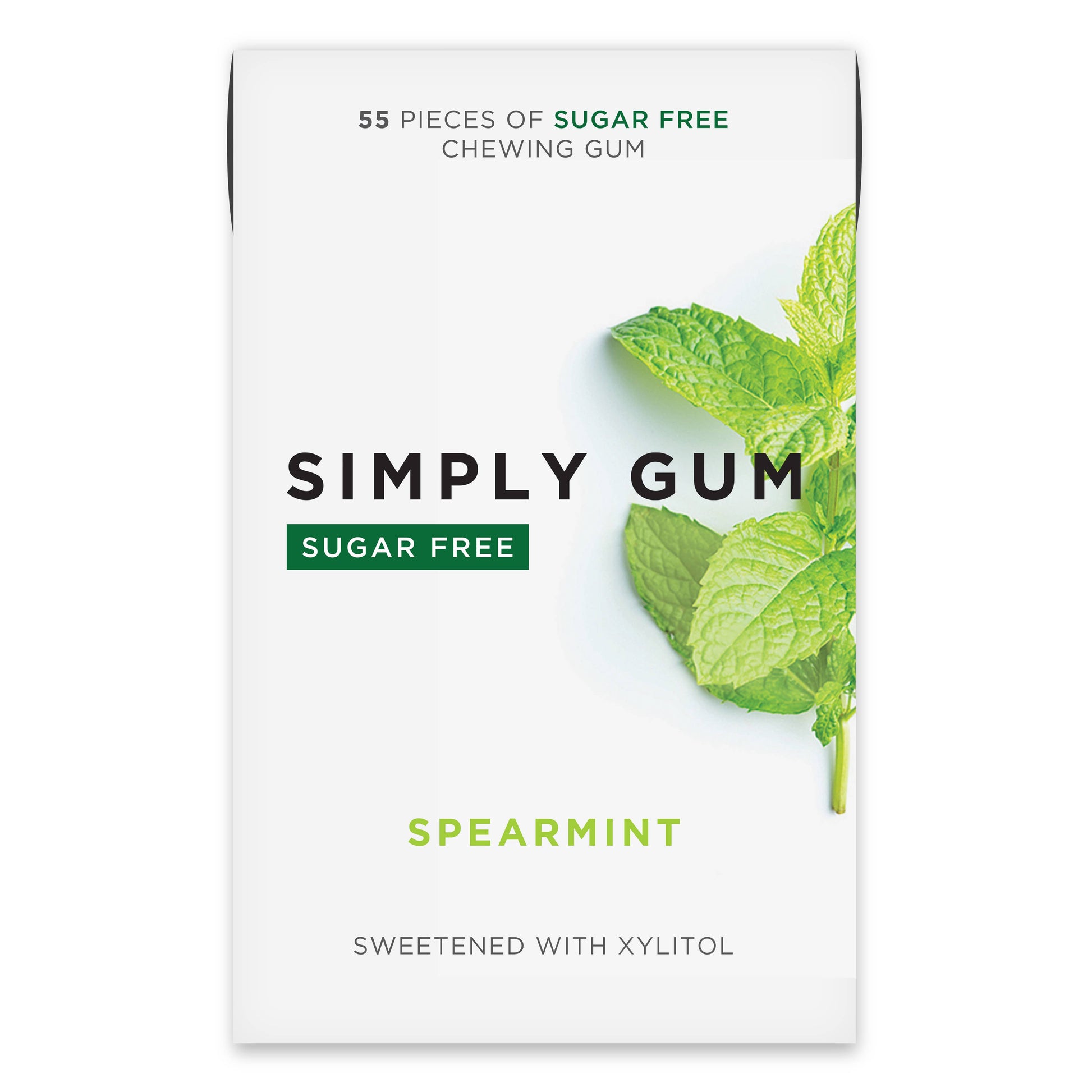 Sugar Free Spearmint Gum 55ct- Natural + Plastic-Free | 6 Pk