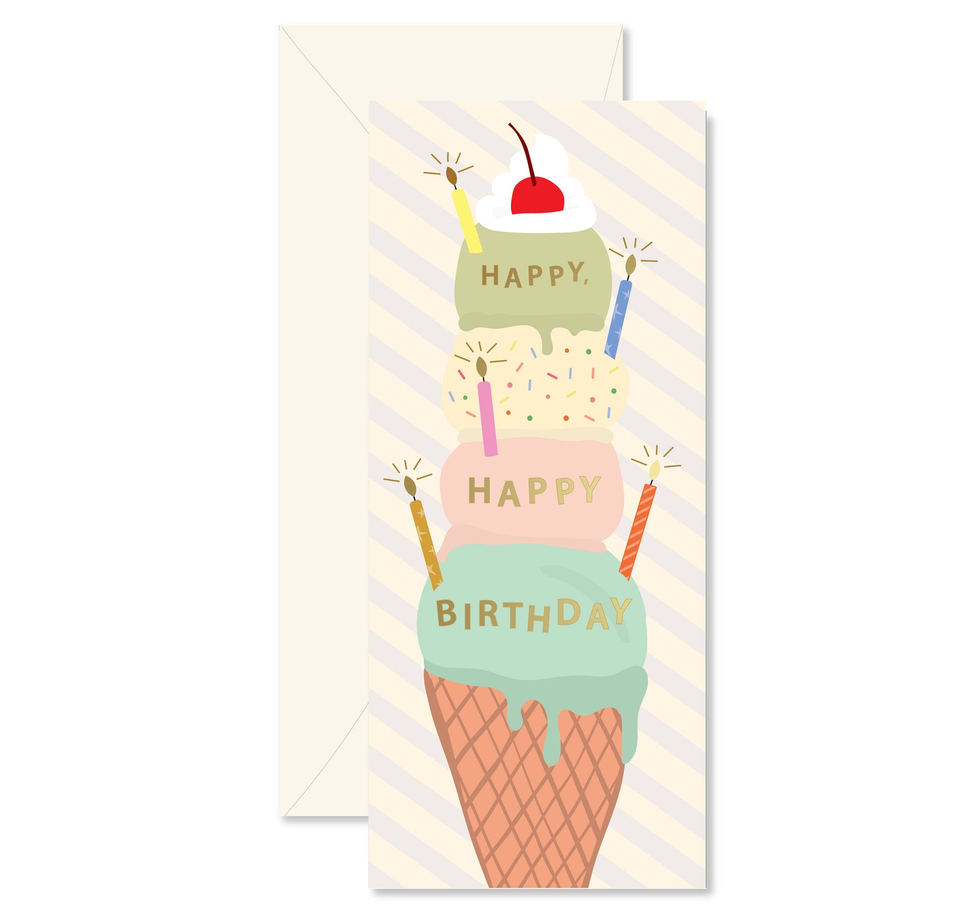 Birthday Ice Cream Cone folded Greeting Card