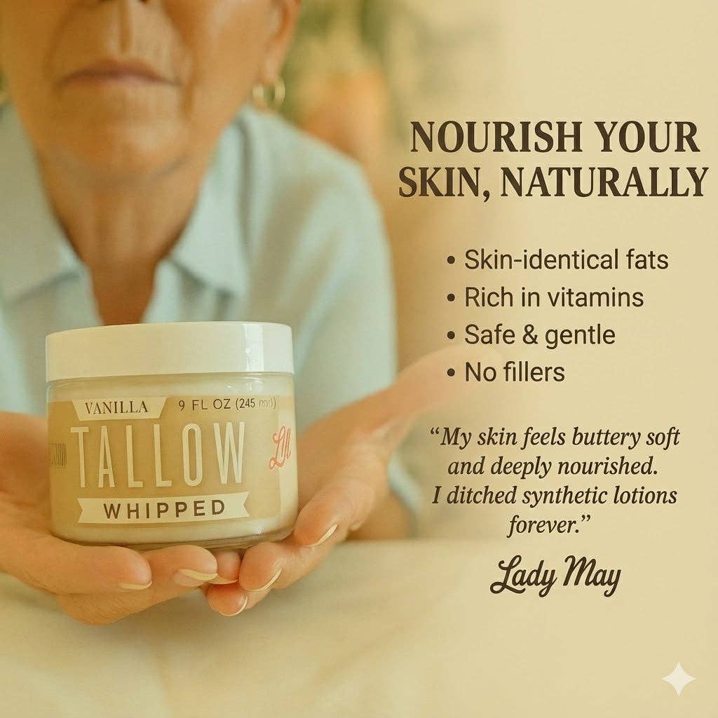 Vanilla Whipped Tallow Moisturizer – 120,000+ Sold | Premium Beef Tallow Skincare | Lady May Tallow