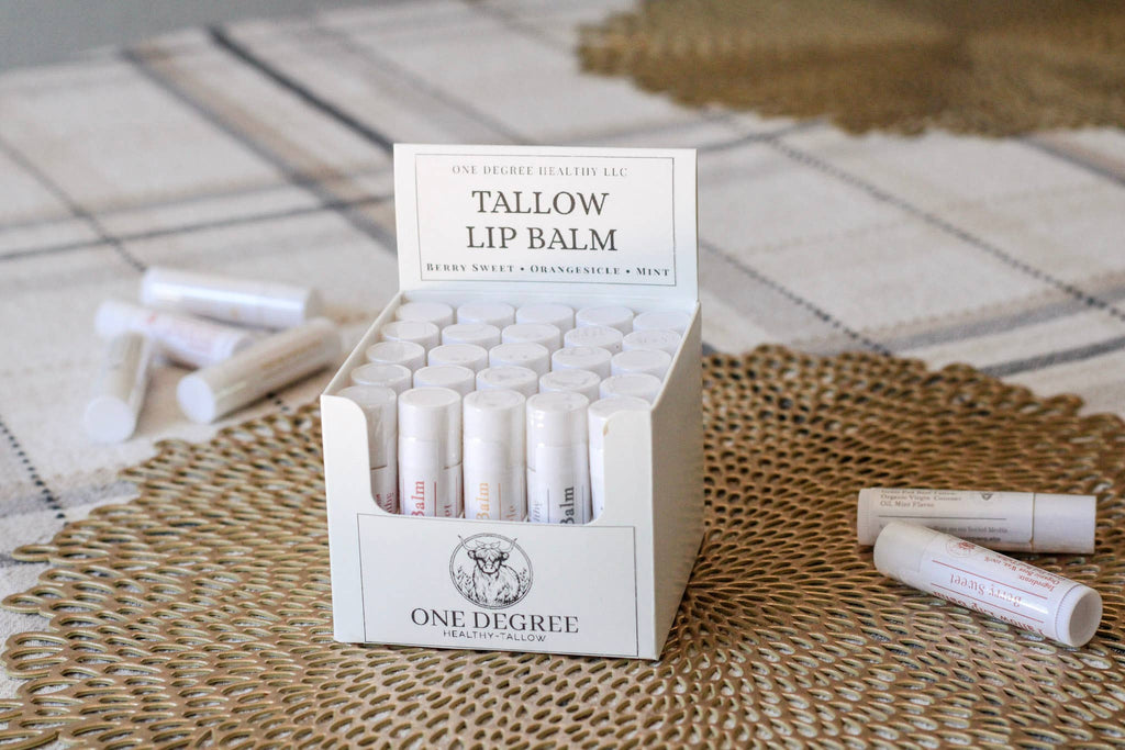 Tallow Lip Balm- Retail Set 25 with Display