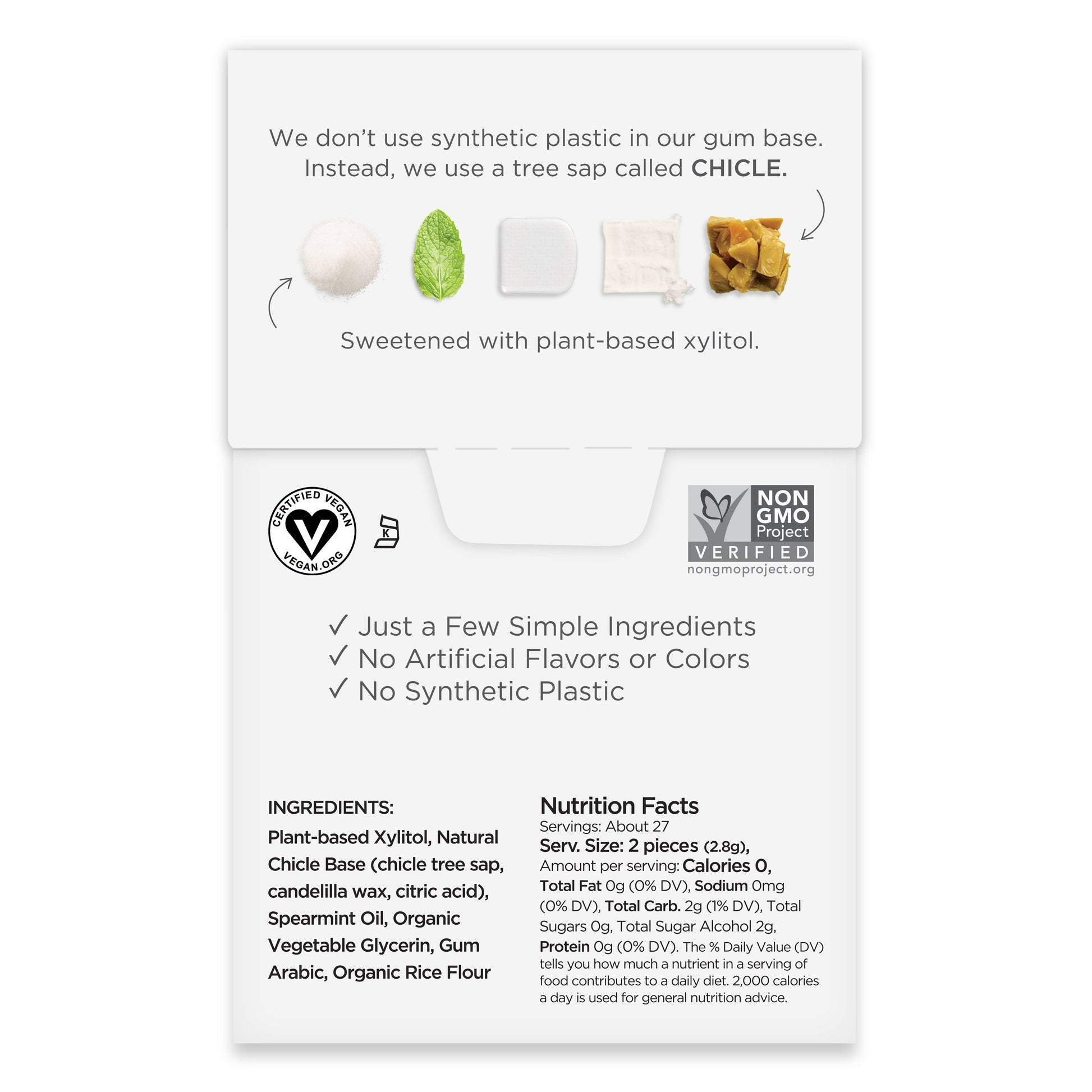 Sugar Free Spearmint Gum 55ct- Natural + Plastic-Free | 6 Pk