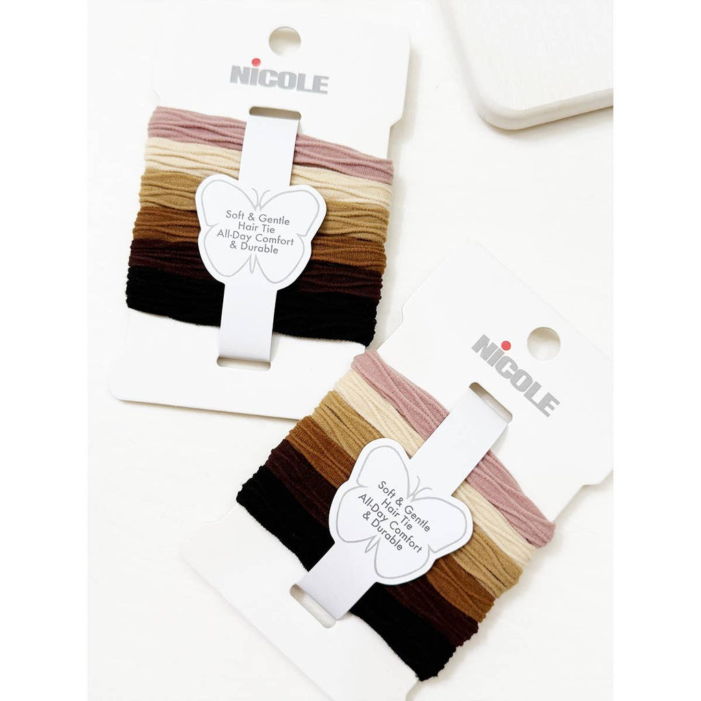 Neutral Tone Textured Rolled Hair Tie Set