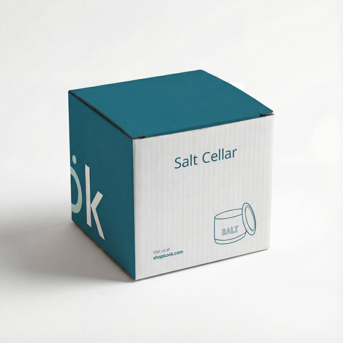 Kook Embossed Salt Cellar & Lid, Pressed Glass, 10 oz