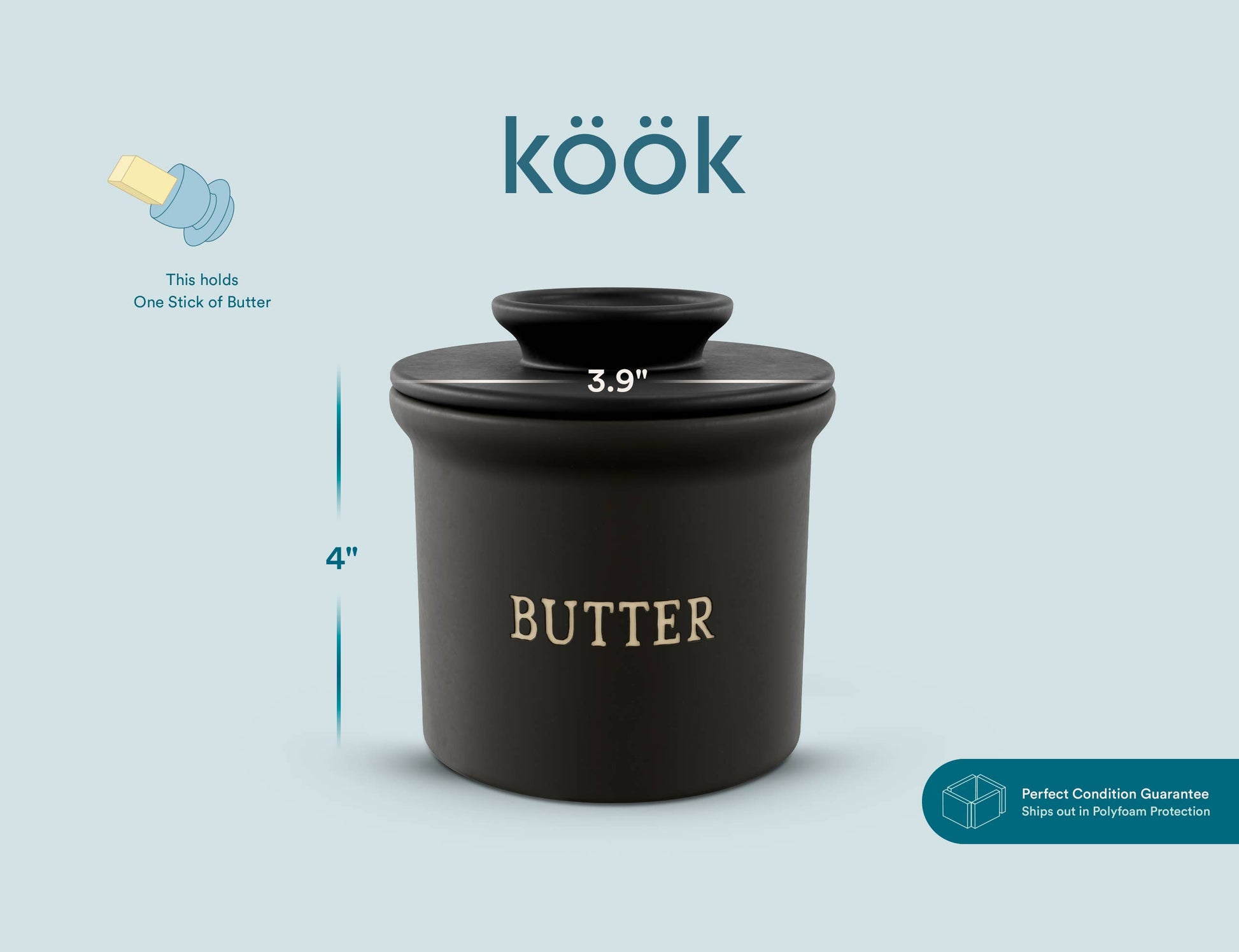 Kook French Butter Keeper Dish, Ceramic