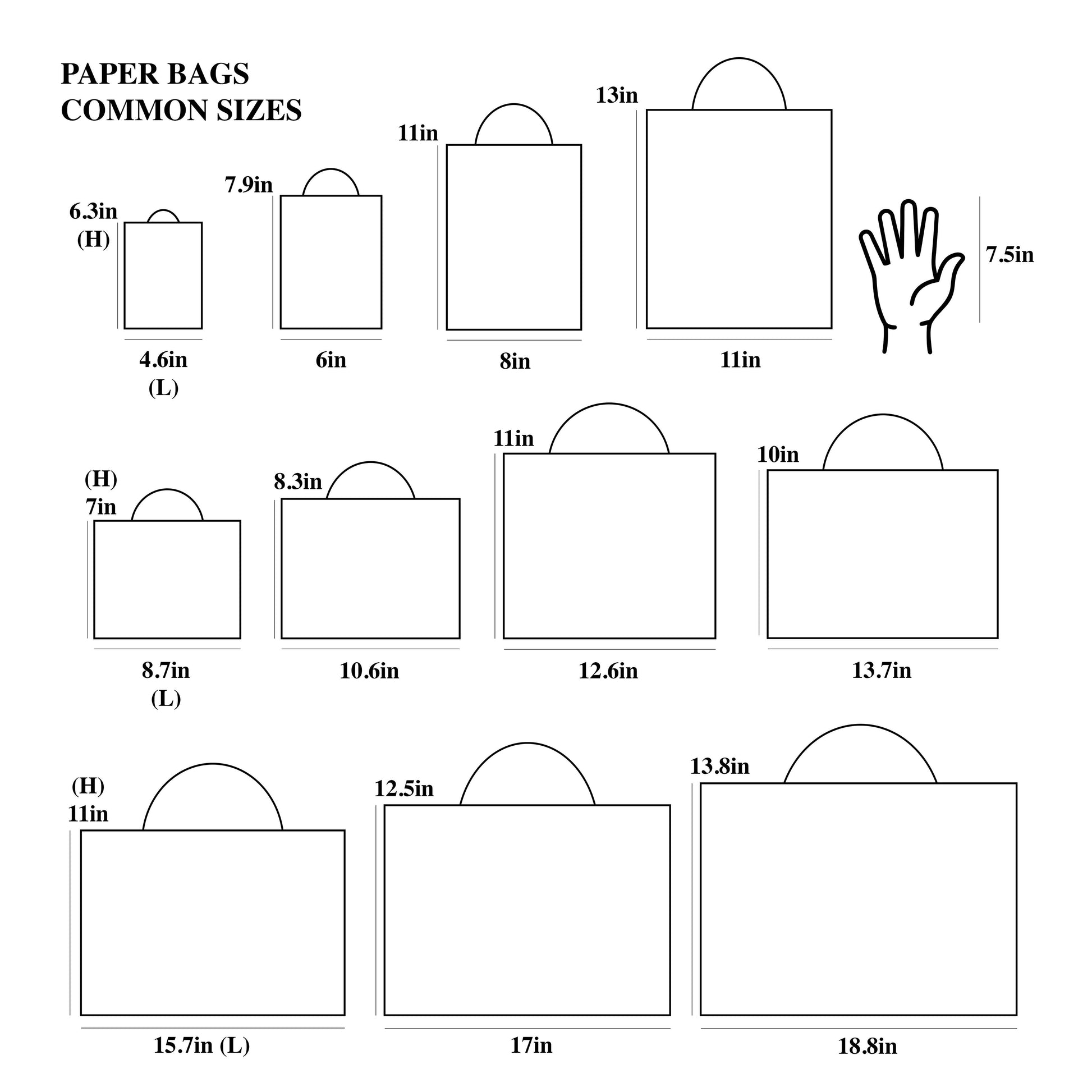 10pc, Vertical Brown Thick Kraft Paper Gift Bag w/ tissue