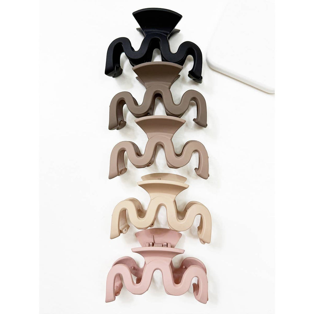 Matte Color Wavy Shaped Hair Claw Clip