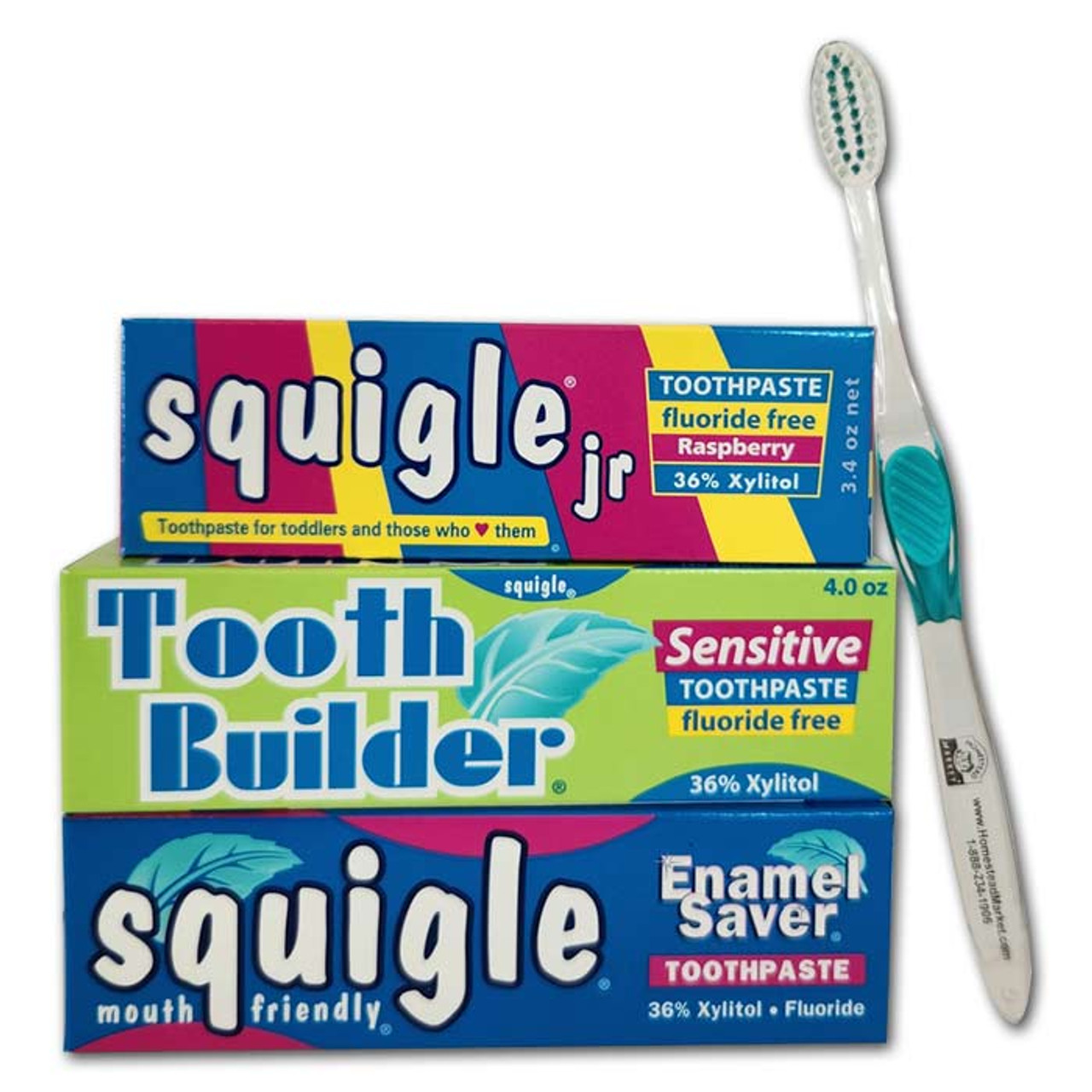 Picture of Squigle Inc. Toothpastes - Squigle Jr, Tooth Builder, Squigle Enamel Saver at Homestead Market